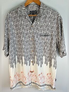 VTG Guess USA Island Soul Men’s Button Down Shirt M Tropical Rayon Flames RARE